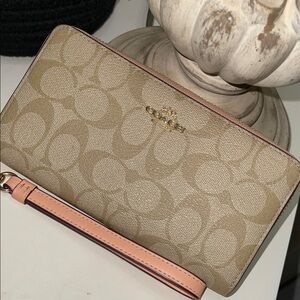 Coach Beige and Light Pink Wristlet
